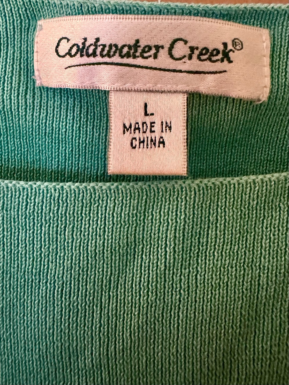 Coldwater Creek Silk Cotton Ribbed Sleeveless Mock Neck Top Reef Teal L EUC